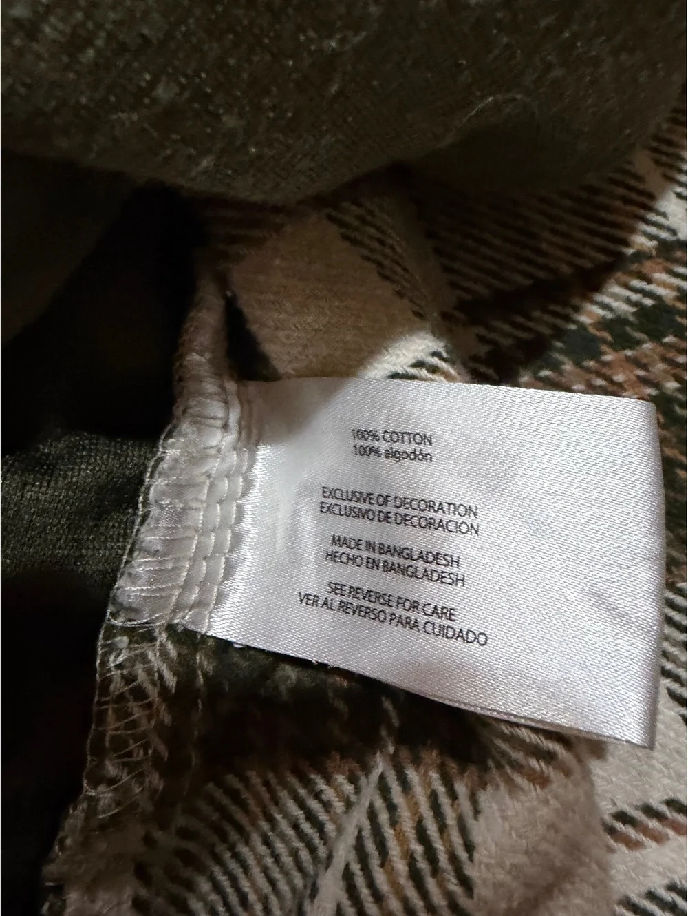 Men's Orvis Heavyweight Flannel Shirt/Shacket plaid green cream XL pockets